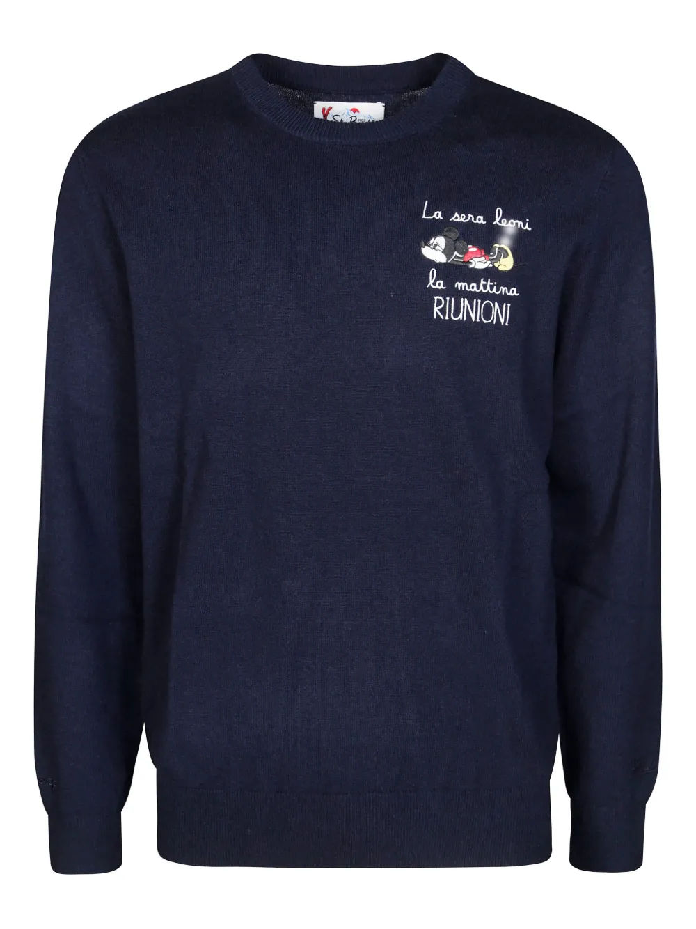 

Свитер с вышивкой Heron Light и круглым вырезом Mc2 Saint Barth, синий