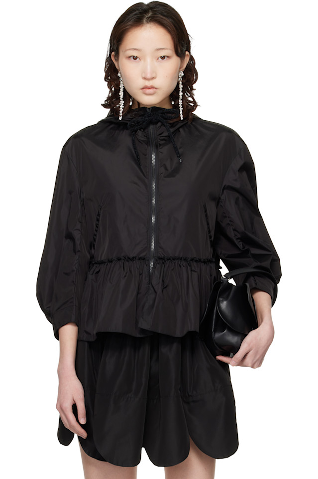 

Simone Rocha Черный жакет с оборками и баской