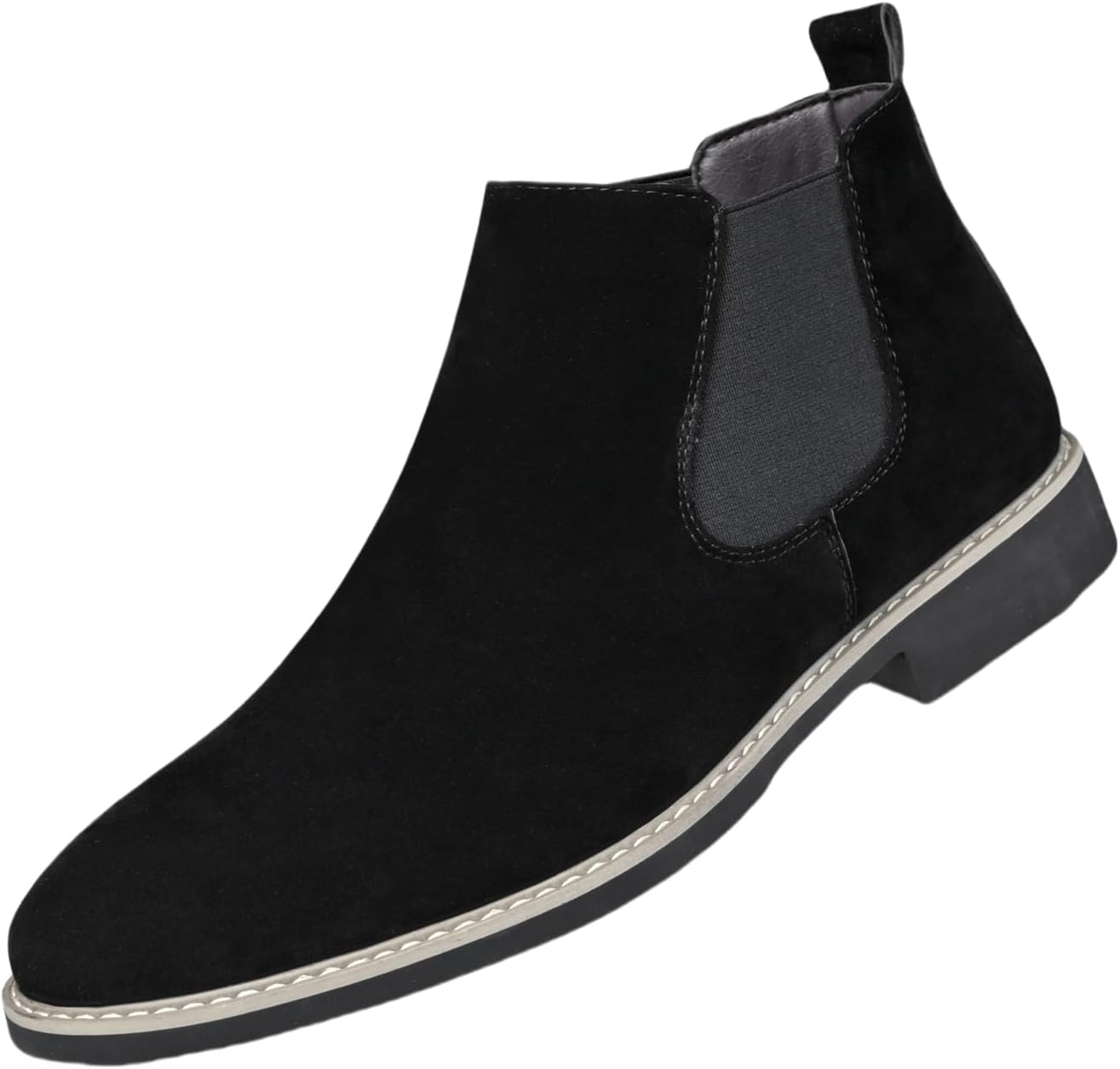 

Мужские классические замшевые кожаные ботинки TIXEWSJH Chelsea без шнуровки с эластичными вставками, низким каблуком, ретро-стилем, черный