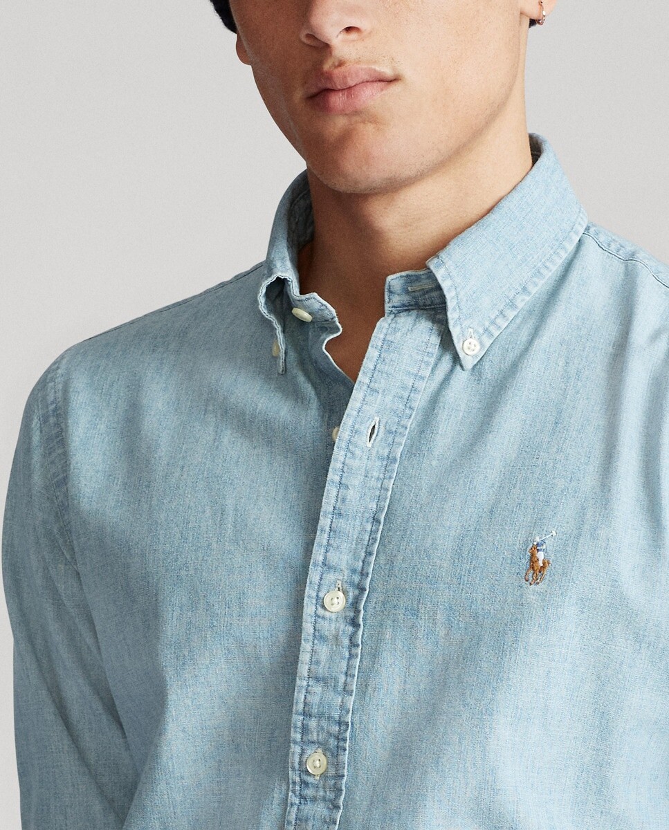 Мужская рубашка стандартного кроя из шамбре Polo Ralph Lauren, индиго — фото 3
