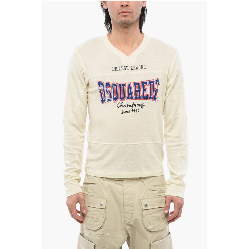

Футболка с длинными рукавами в футбольном стиле Dsquared2, Beige