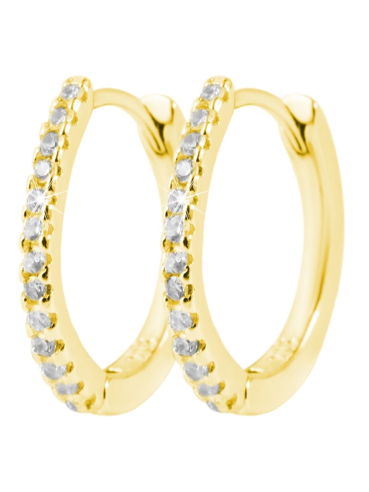 

Adeliás Женские серьги - серьги-кольца на шарнирах из серебра 925 пробы с кубическим цирконием в золоте