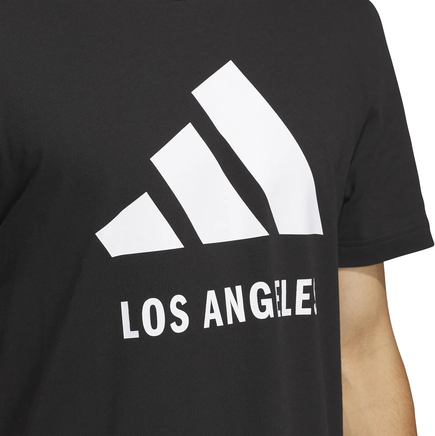 Мужская футболка adidas Key City Los Angeles с графическим принтом, круглым вырезом и коротким рукавом, повседневная, черная — фото 4
