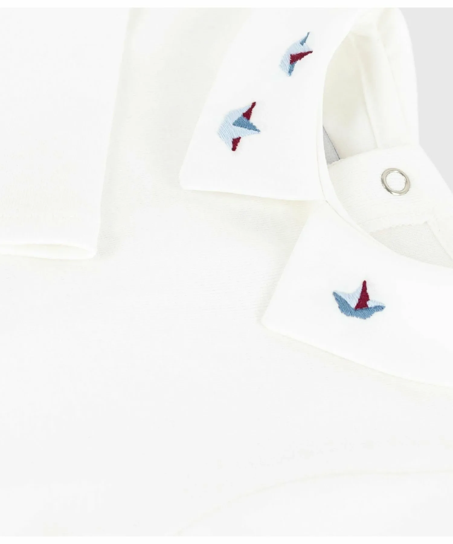 Платье с длинными рукавами и воротником PETIT BATEAU, Off white — фото 3