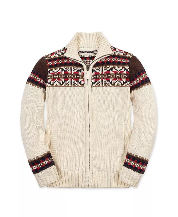 

Детский свитер с длинными рукавами, застежкой-молнией и воротником-стойкой, выполненный в технике интарсии, из органического хлопка - для малышей и детей постарше. Hope & Henry, коричневый