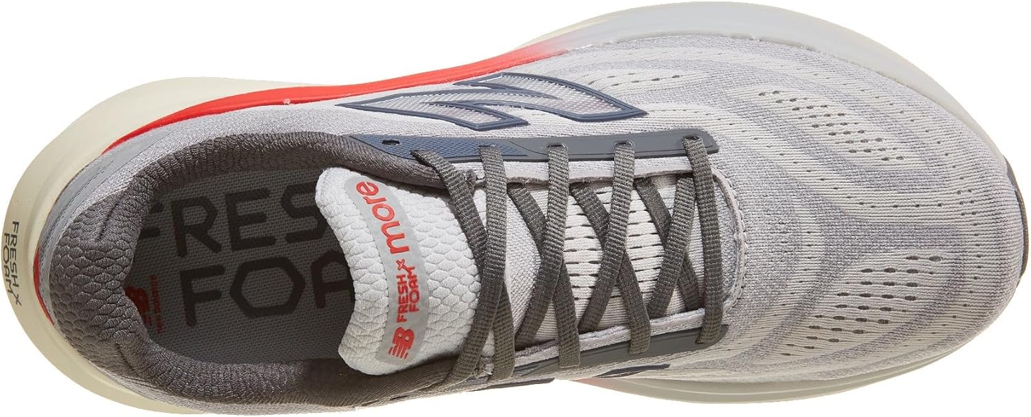 Мужские кроссовки New Balance Fresh Foam X More v6 Grey Matter/True Red/Castlerock, размер 9, широкая модель, красный/серый — фото 4