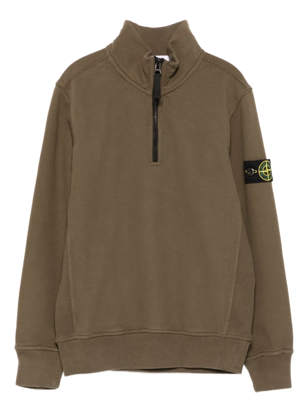 

Толстовка с воротником на молнии и нашивкой-логотипом Stone Island Junior, зеленый