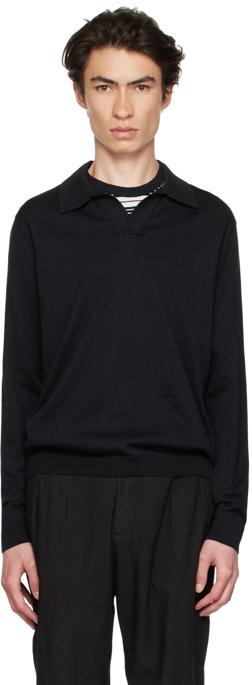 

Темно-синяя рубашка-поло с длинными рукавами NORSE PROJECTS Leif