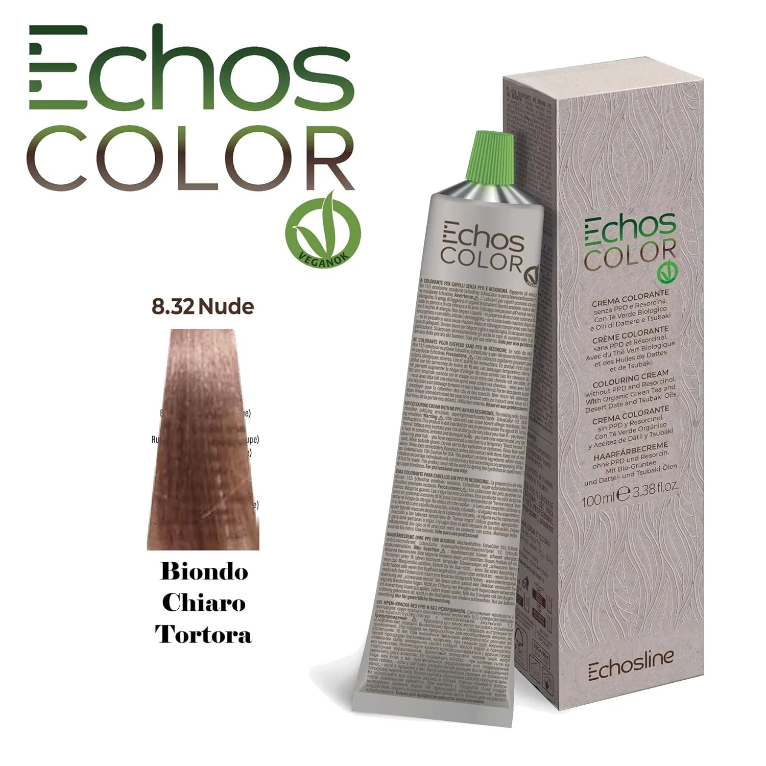 Крем-краска для волос «New Echos Color - 8.32 Nude Light Blonde Taupe» Corrado — фото 2