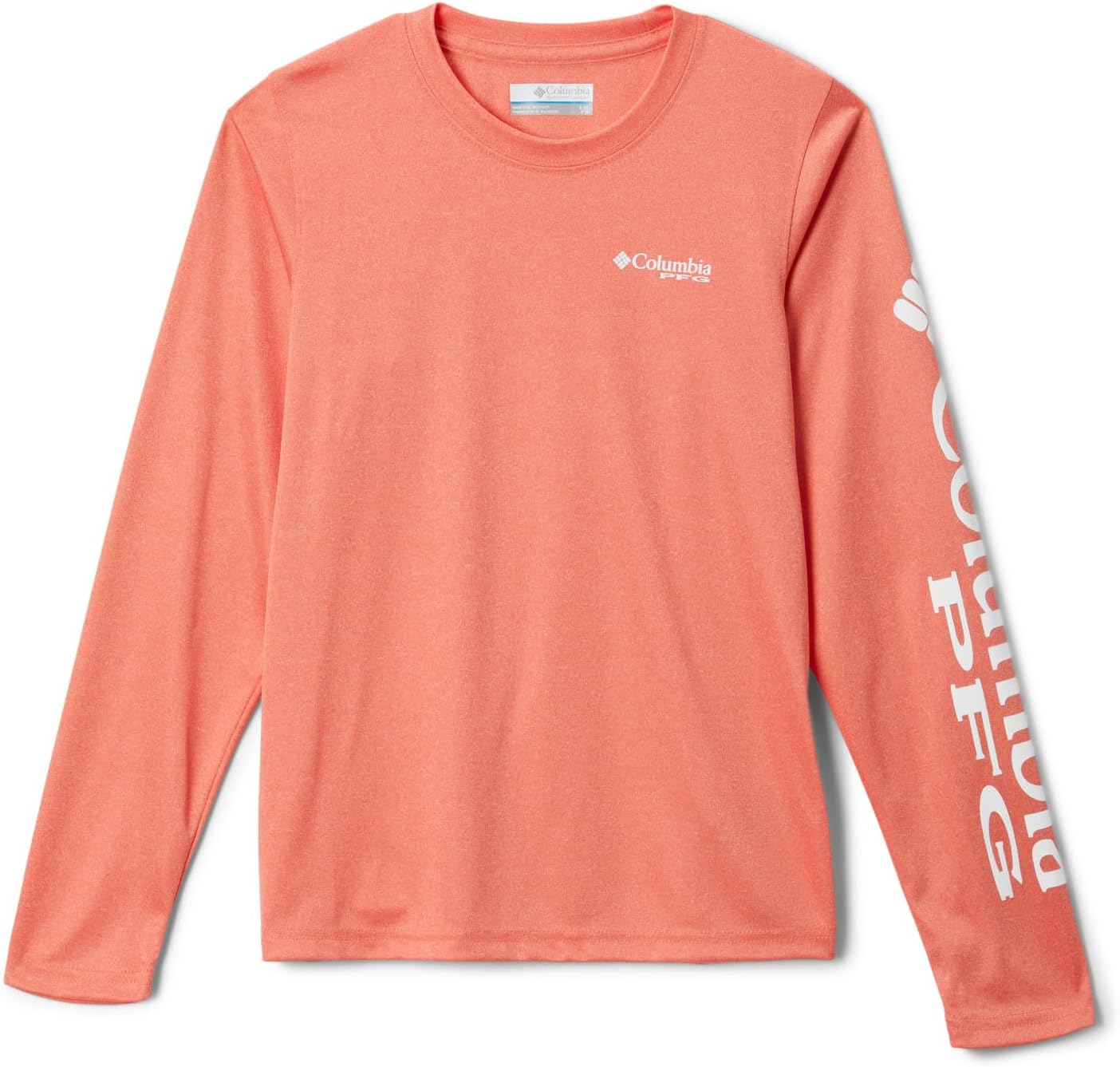 

Columbia Boys' Terminal Tackle футболка с длинным рукавом, Corange Heather/White Logo, Белый, Columbia Boys' Terminal Tackle футболка с длинным рукавом, Corange Heather/White Logo