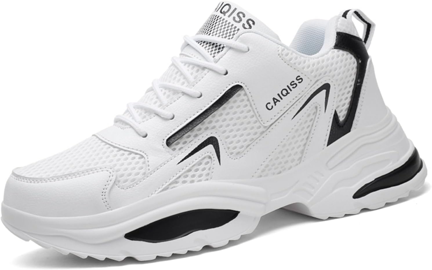 

Мужские дышащие кроссовки на шнуровке с сеткой, легкие, противоскользящие, с круглым носком, для ходьбы, спорта и бега на улице Netehadi, белый/черный