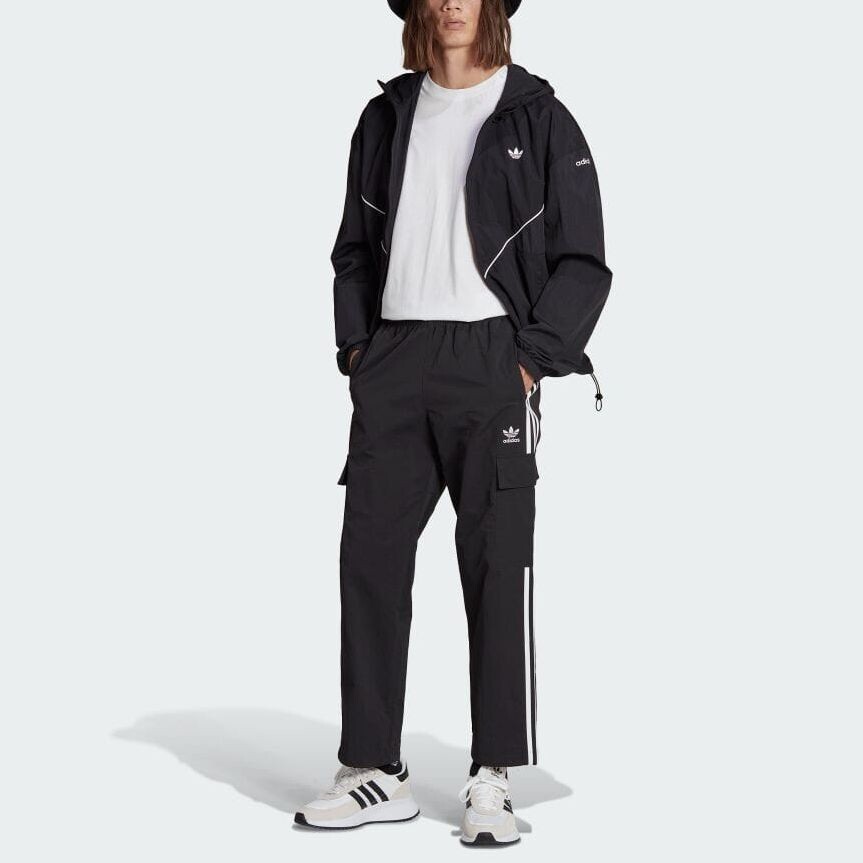 Брюки-карго с тремя полосками, мужские, черные Adidas Originals, черный — фото 4
