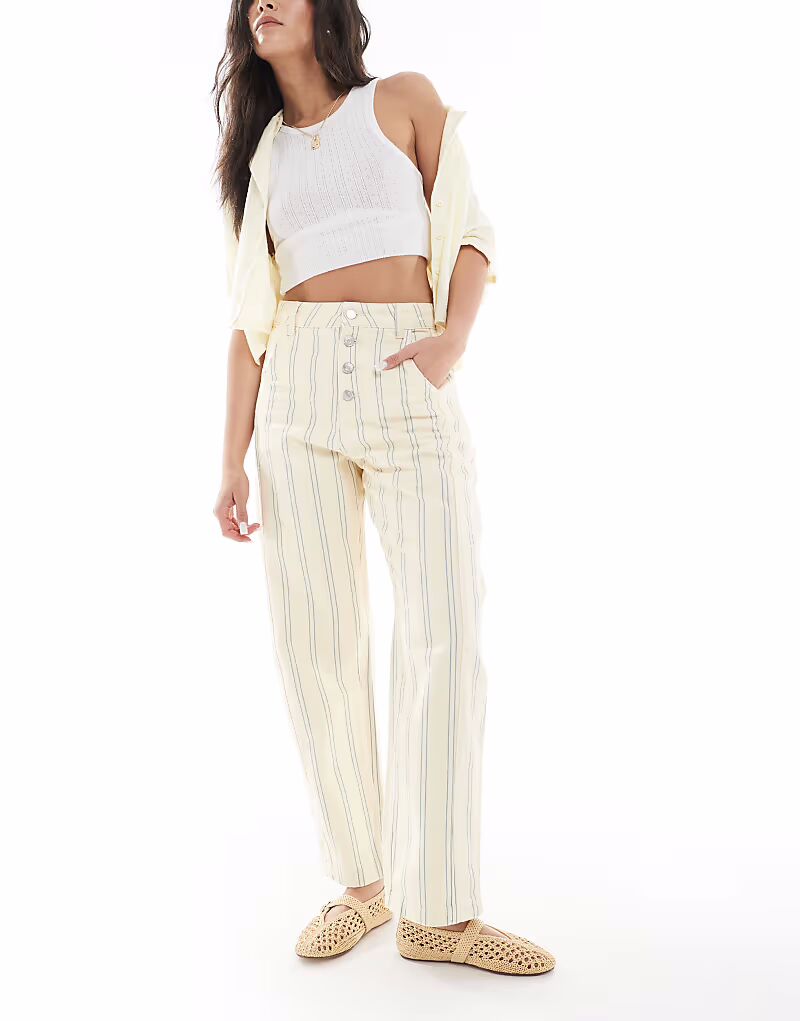 

Джинсы-бочонки ASOS DESIGN в полоску цвета пахты