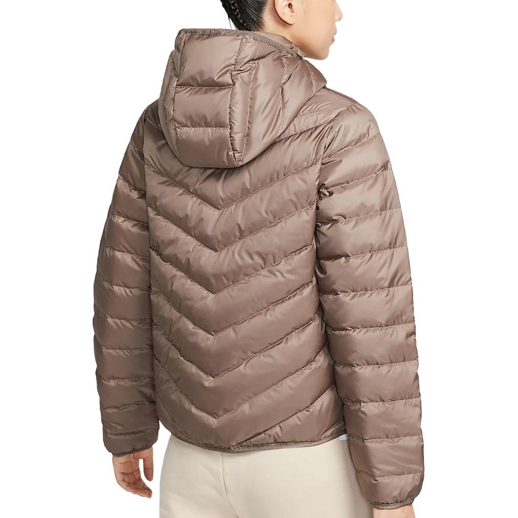 Куртка Therma FIT FW25 Sportswear Windpuffer WINDRUNNER Down женская Nike, коричневый/белый — фото 4