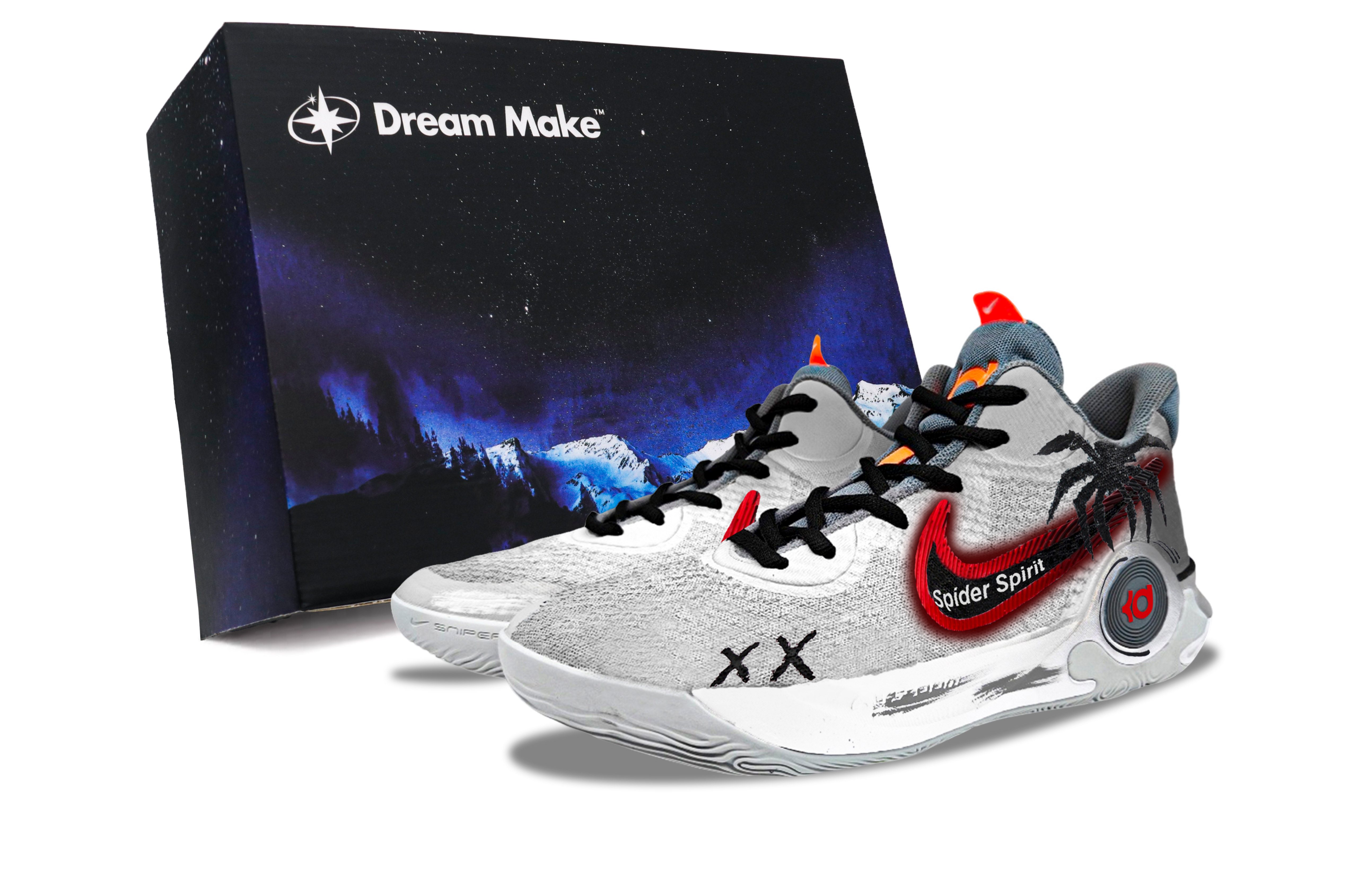 Nike Баскетбольные кроссовки KD Trey 5 IX с износостойкой подошвой, средней высоты, серо-красные, унисекс