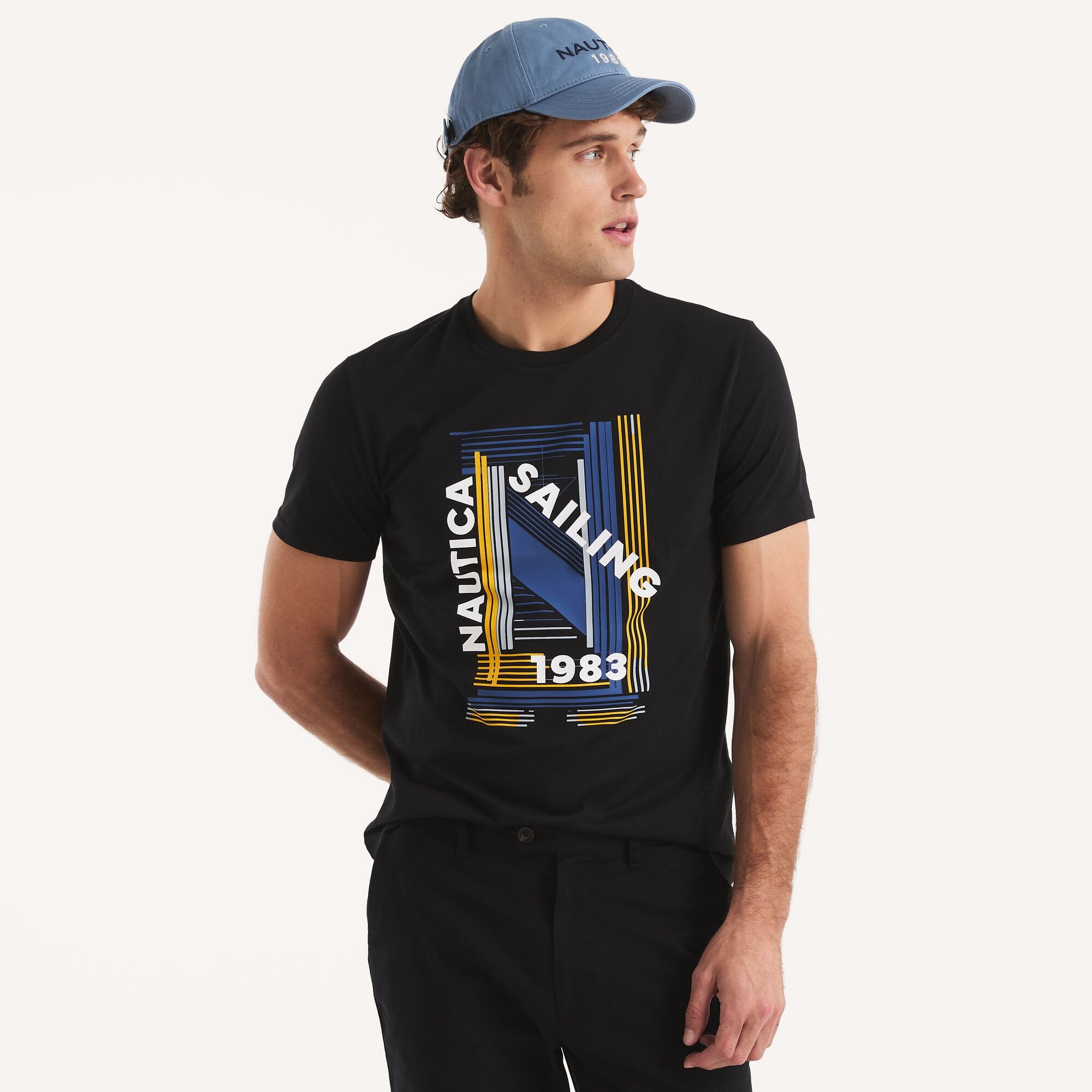 

Футболка с рисунком Nautica Mens Sailing 1983, цвет true black