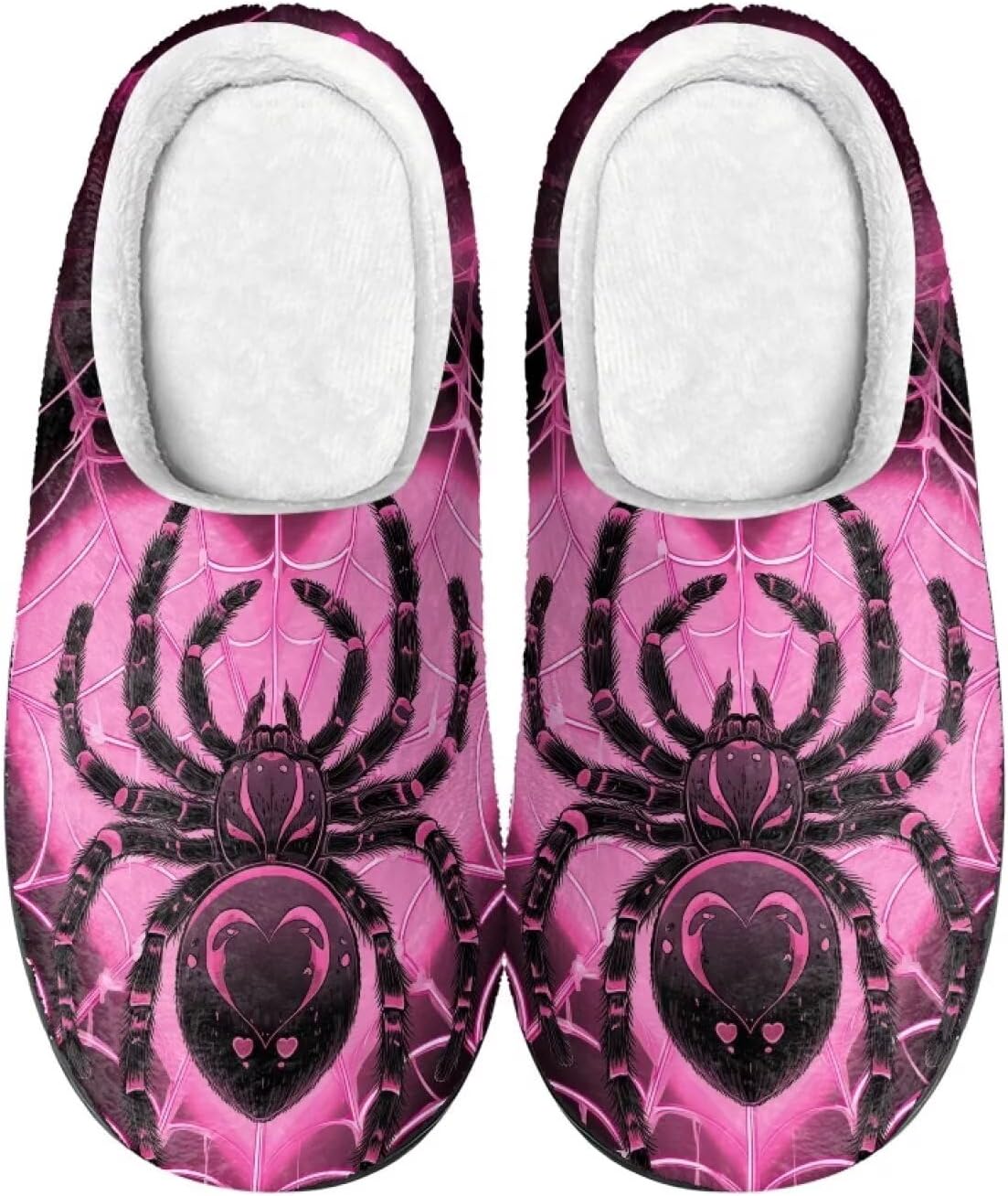 

Тапочки Xpyiqun для женщин и мужчин, домашние слипоны, пушистые теплые зимние тапочки, размер 4-12, Gothic Spider