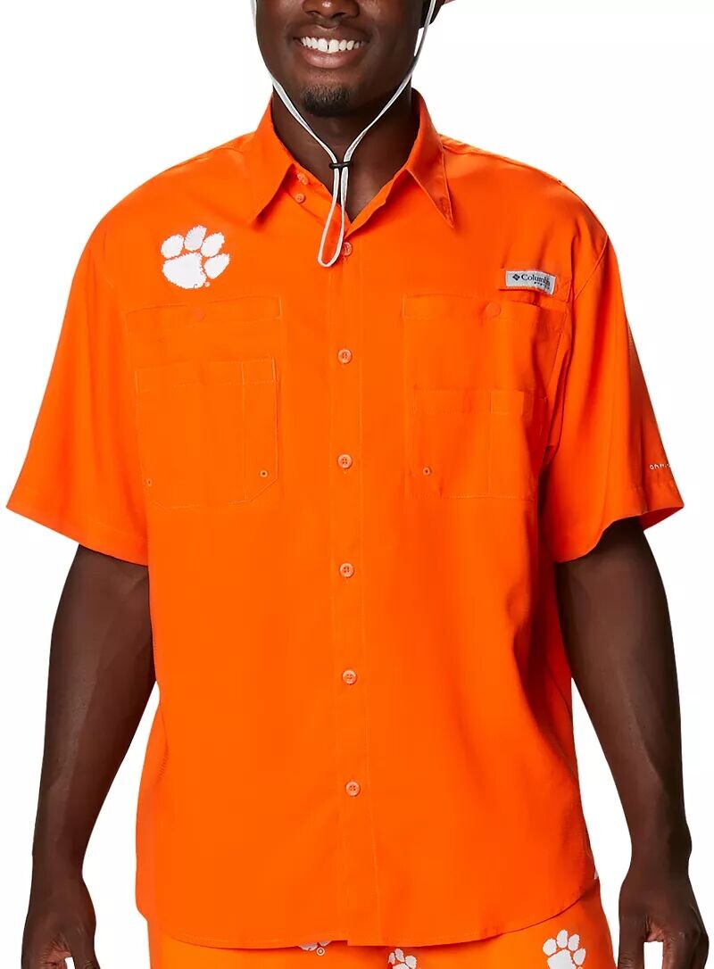 

Мужская рубашка Columbia Clemson Tigers оранжевая Tamiami Performance
