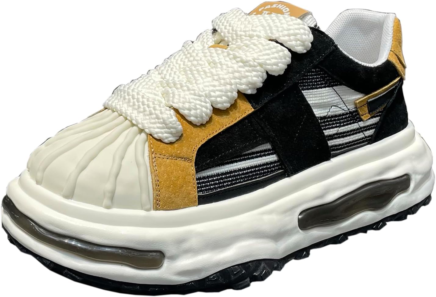 

Мужские повседневные кроссовки на платформе, с цветными вставками, шнуровкой, противоскользящие, для ходьбы с эффектом увеличения роста Lanverth, черный