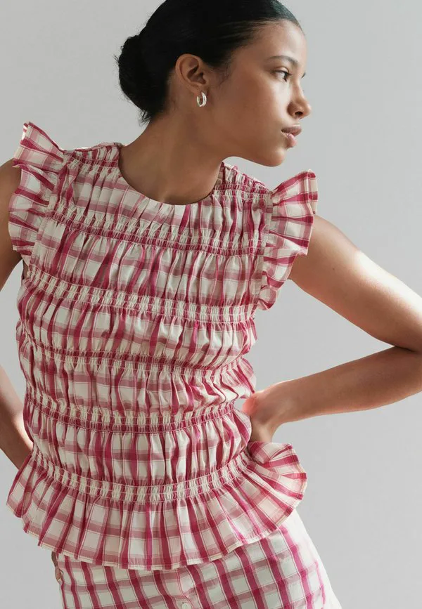 Длинная юбка прямого кроя на пуговицах Next, Pink Cream Gingham