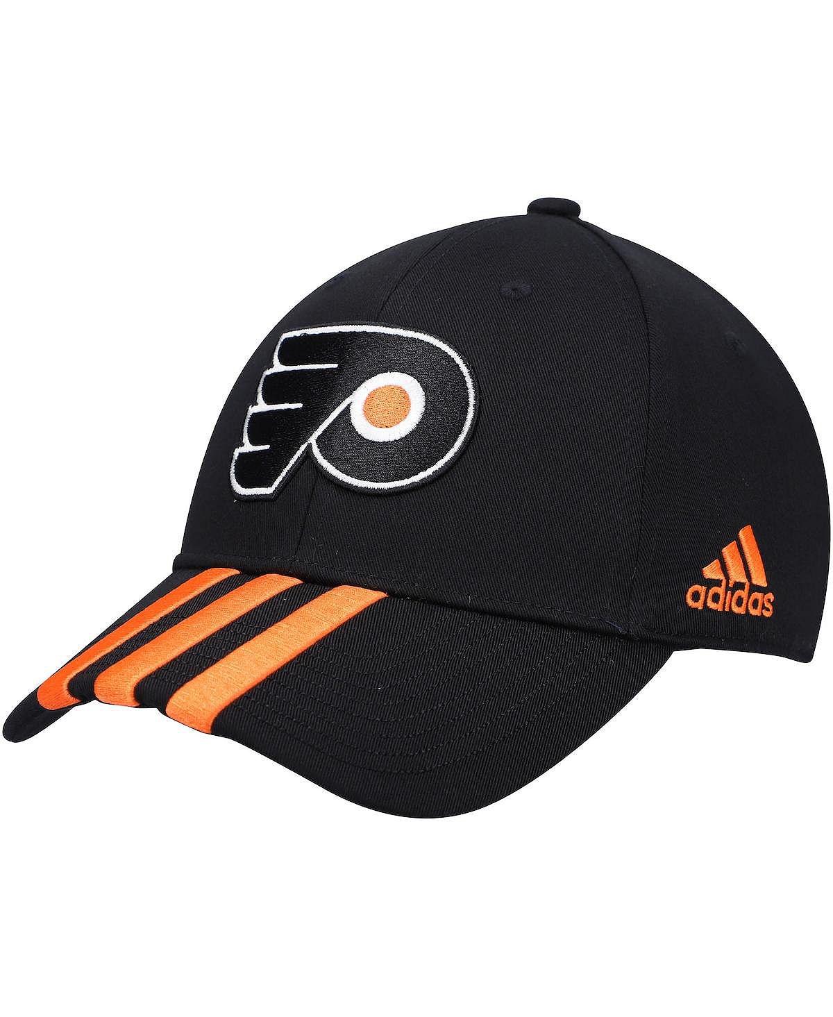 

Мужская черная регулируемая кепка с тремя полосками в раздевалке Philadelphia Flyers adidas