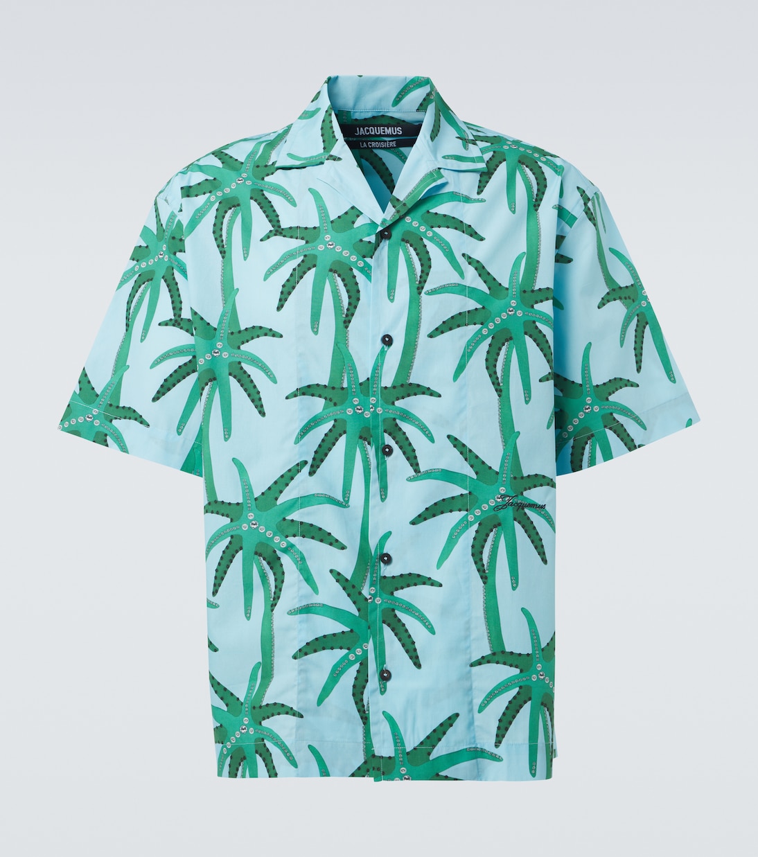 

Рубашка из хлопкового поплина с джинсовым принтом Jacquemus, Print Palmtrees Star Blue