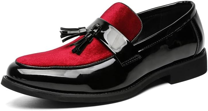 

Мужские бархатные лоферы Santimon с кисточками, лаковая кожа, слипоны, официальная обувь для вечеринок, свадеб и выпускных, красный