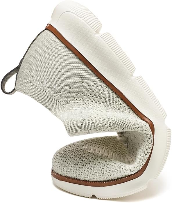 Мужские дышащие кроссовки Knitflex из сетки Оксфорд Swzec, бежевый — фото 4
