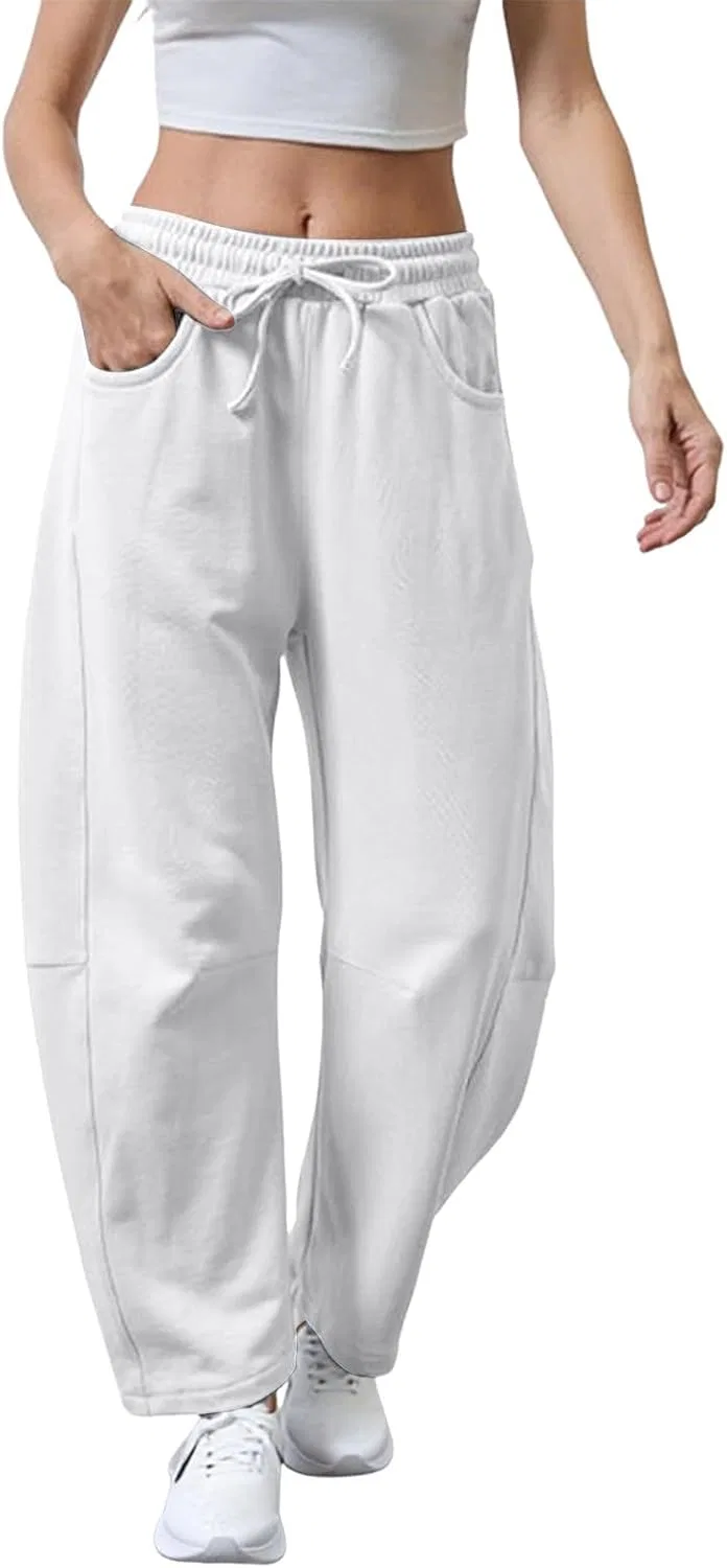 Джинсы, широкие штанины, Barrel Sweatpants, белый — фото 4