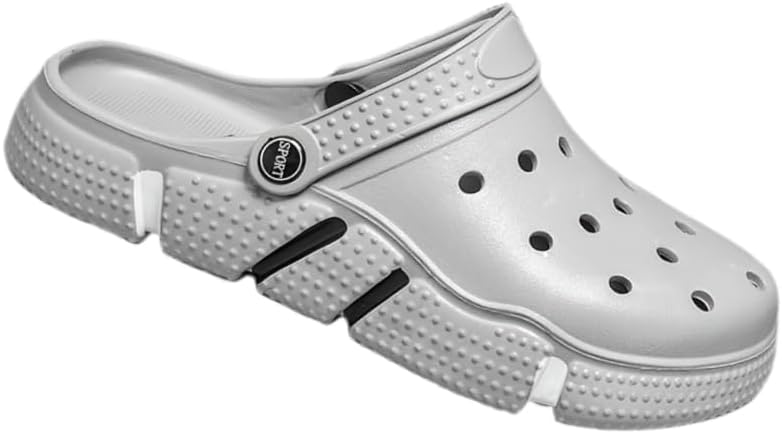 

Мужские пляжные сандалии HoaloX с плоской подошвой, для садовых работ, легкие, противоскользящие, повседневного стиля, с открытым носком, серый