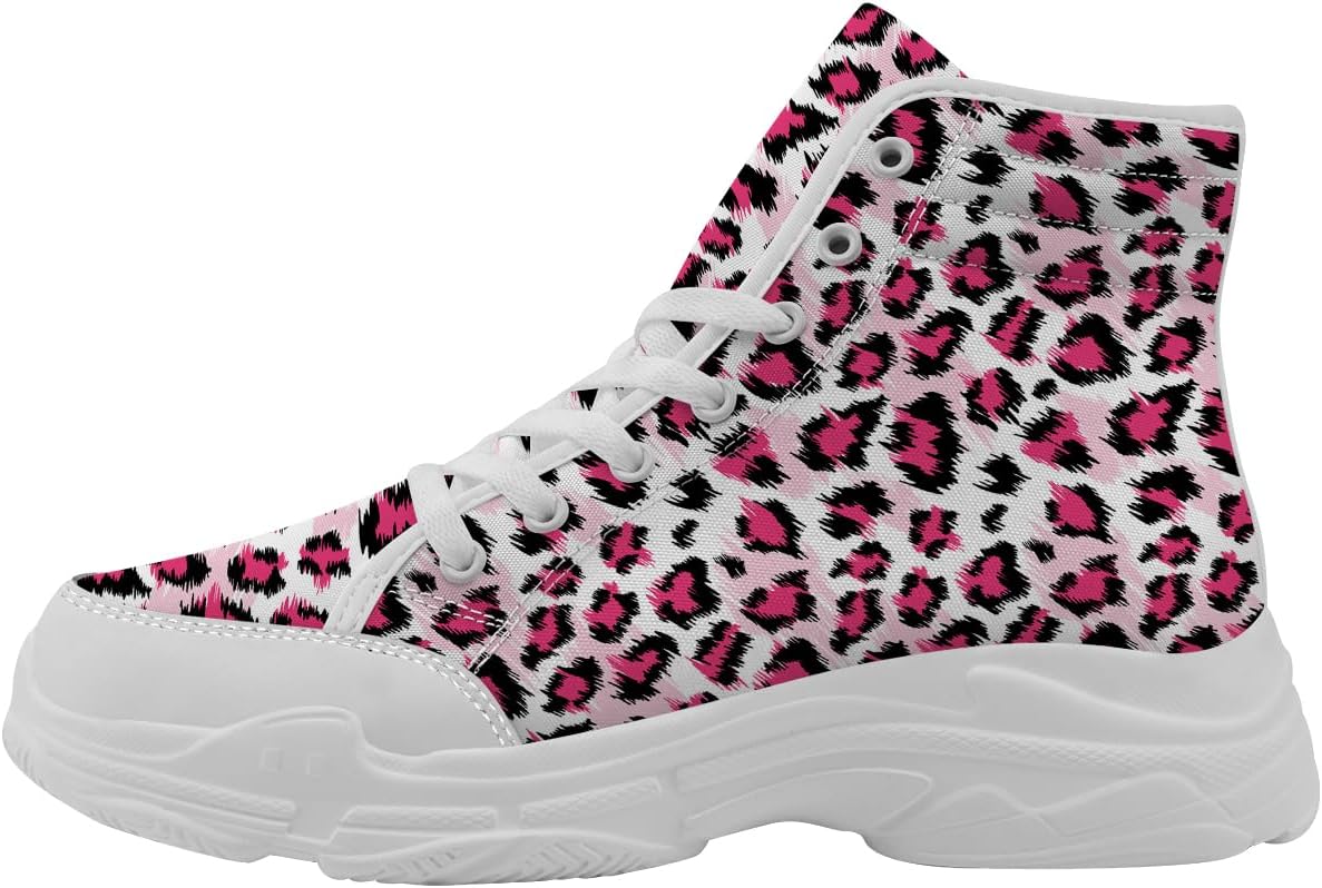 

Кроссовки на высокой платформе с леопардовым принтом для женщин, сандалии на шнуровке из ткани, подарки для мамы, папы и друзей Generic, белый