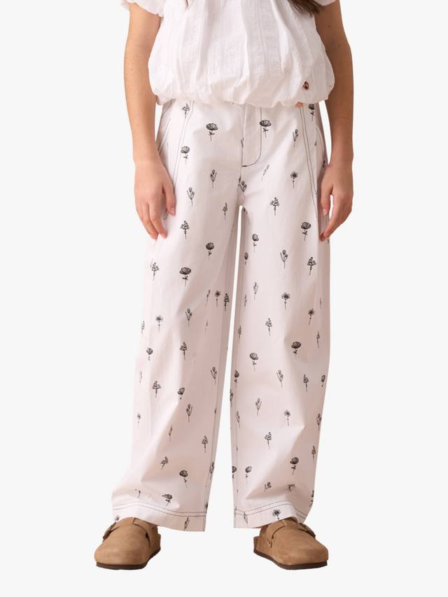 

Детские поплиновые брюки с широкими штанинами Angel & Rocket, Ivory/Black