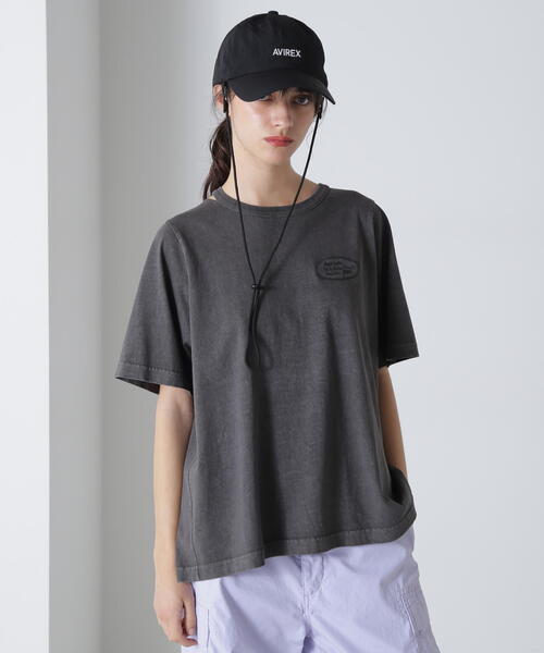 

Футболка с открытым воротником и эффектом потертости AVIREX, угольно-серый