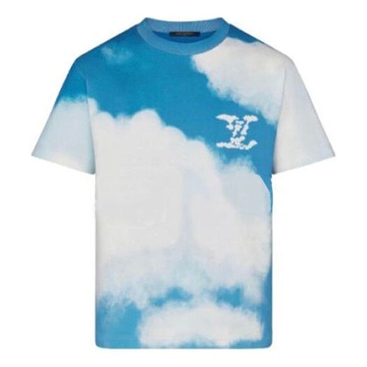 

Футболка lv heaven on earth blue sky white clouds for men blue Louis Vuitton, голубой