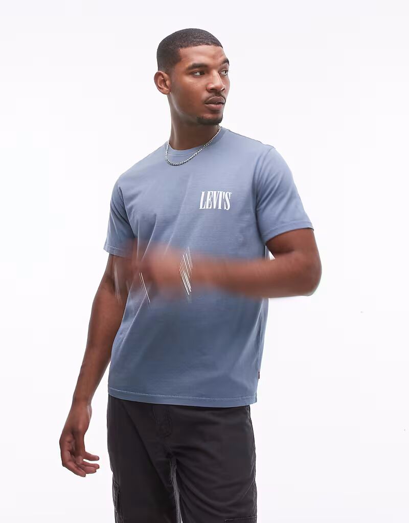 

Футболка свободного кроя с логотипом Levi's serif темно-синего цвета