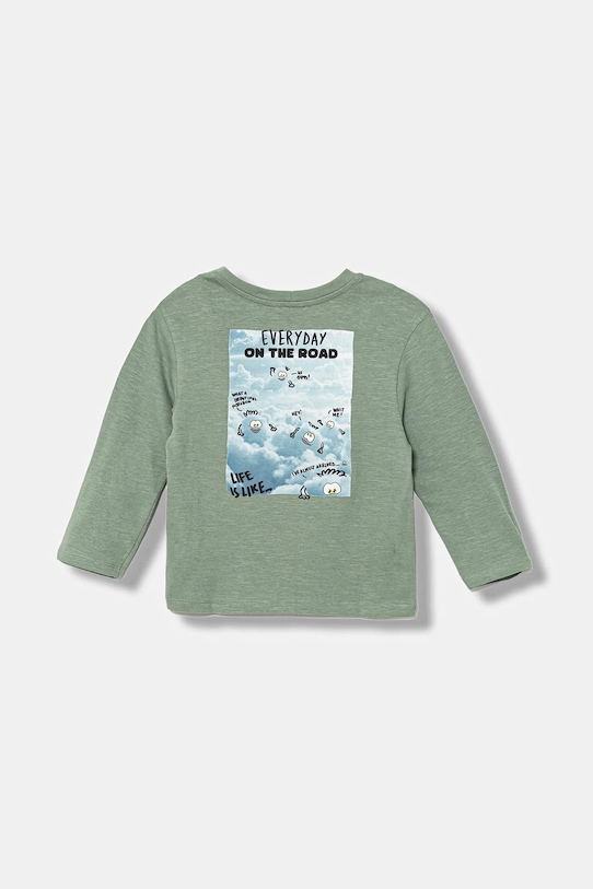 Детская хлопковая кофта с длинным рукавом United Colors Of Benetton, зеленый — фото 2