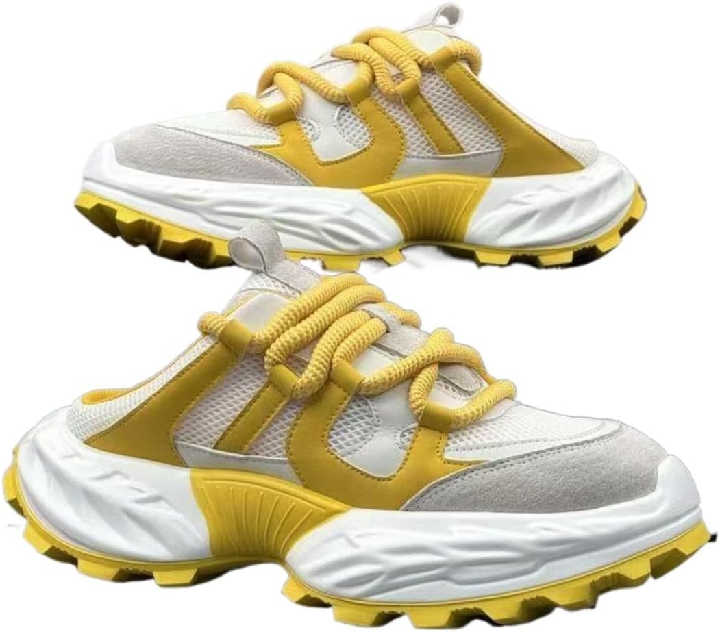 

Модные массивные кроссовки с сеткой без задника для мужчин, удобные противоскользящие платформенные кроссовки для бега и прогулок, для уличного стиля и ежедневных городских приключений Ctkvbmeoi, желтый