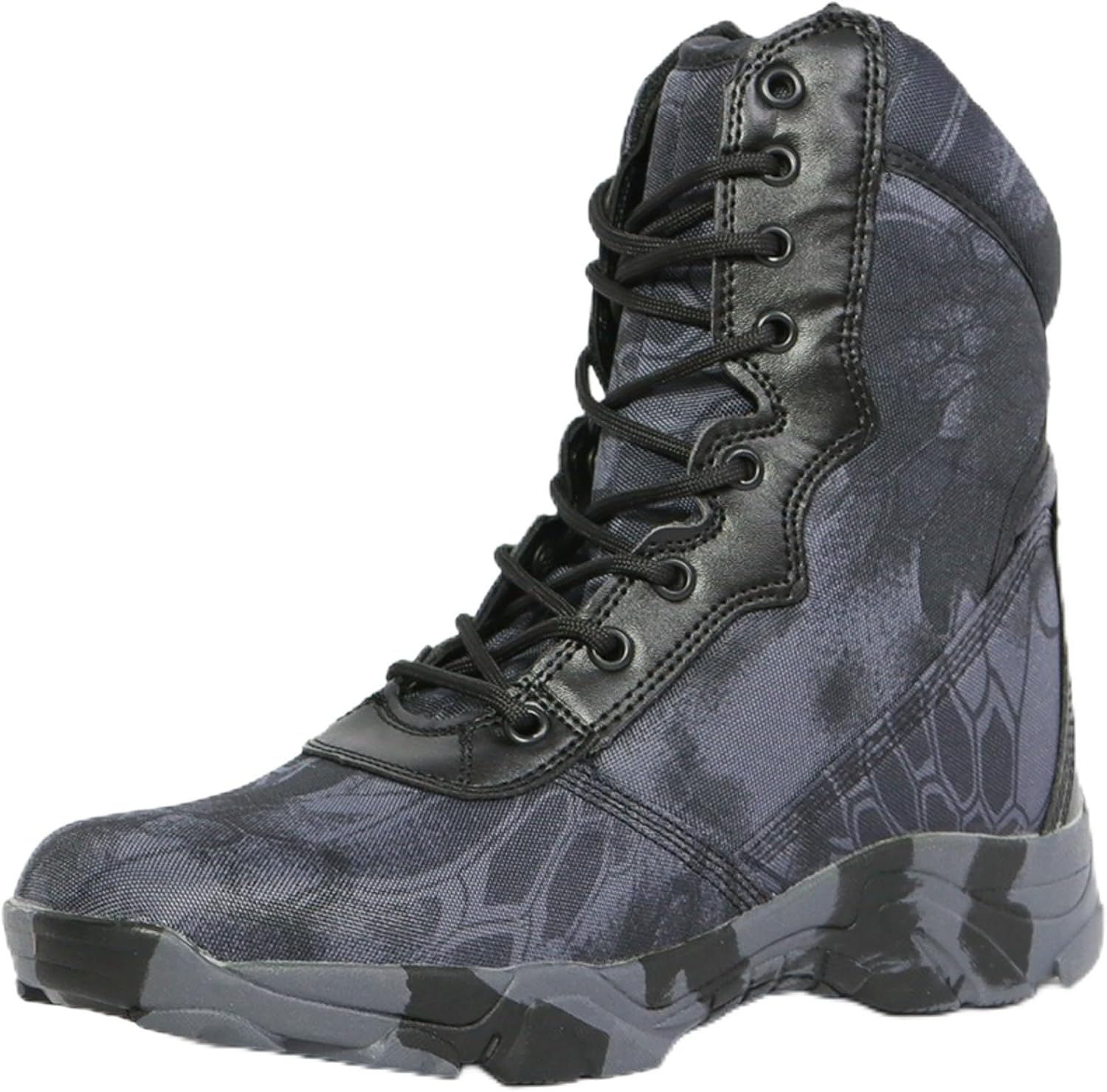 

Мужские водонепроницаемые высокие тактические ботинки QKLMWES с шнуровкой и боковой молнией, легкие, дышащие, противоскользящие, для армейских операций, охоты, походов, пустыни и джунглей, черный