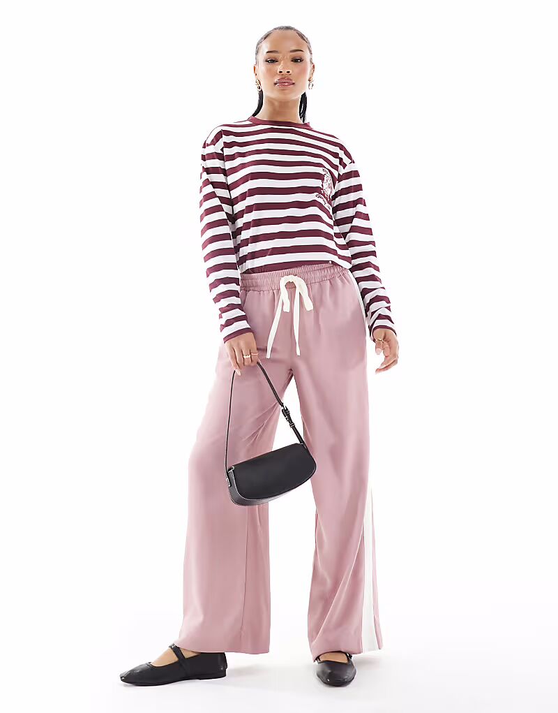 

Брюки ASOS DESIGN Petite с контрастной вставкой розового цвета