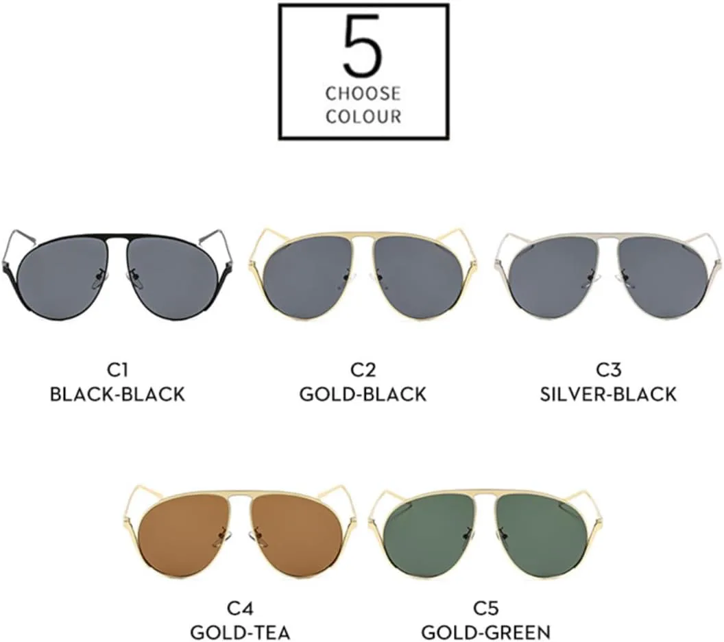 

Ретро металлические женские солнцезащитные очки, модные мужские очки большого размера, защита от УФ-излучения UV400, цвет черный чай VVTWSSW, Silver Black