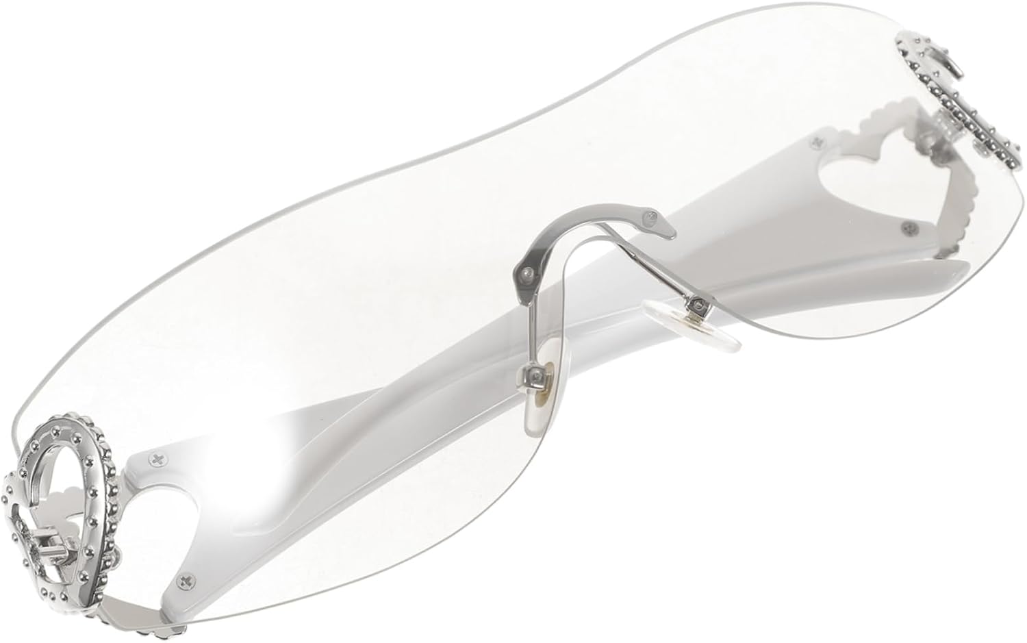 

BESTYASH Модные солнцезащитные очки без оправы для вечеринок. Легкий дизайн унисекс. Защита от УФ-излучения. Уникальный ажурный узор для креативного стиля и комфорта, White