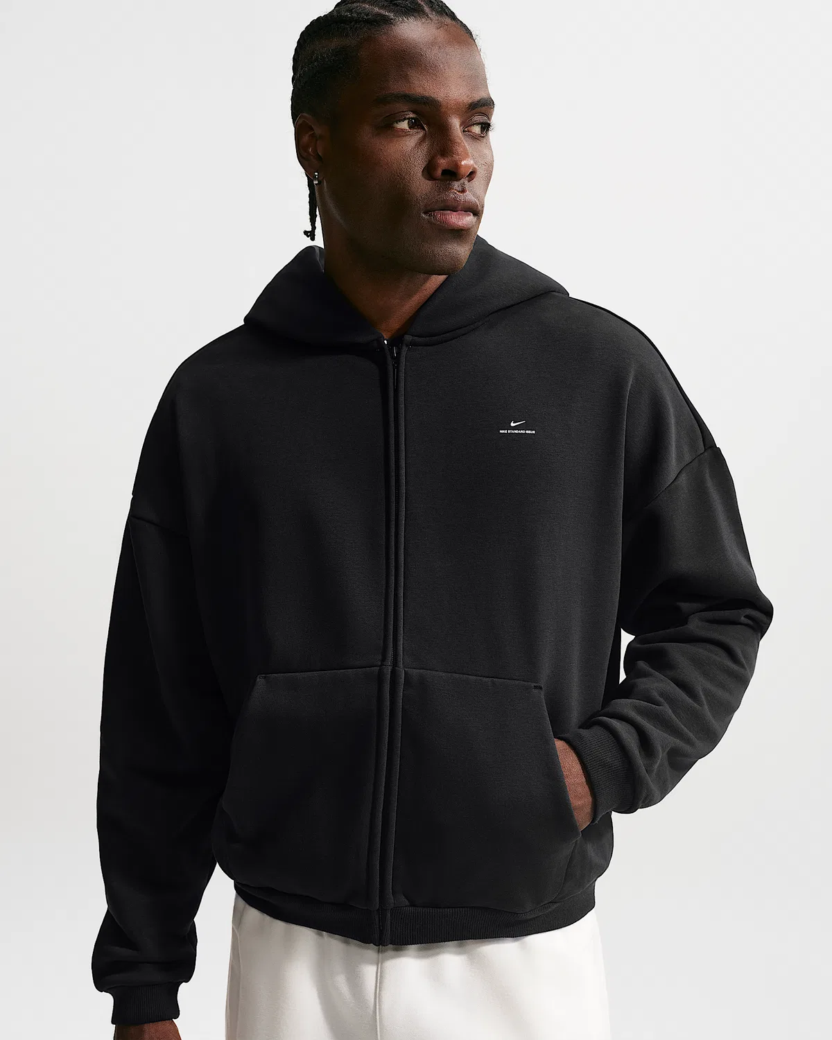 Мужская баскетбольная кофта Nike Standard Issue Therma-FIT на молнии, Black/Pale Ivory