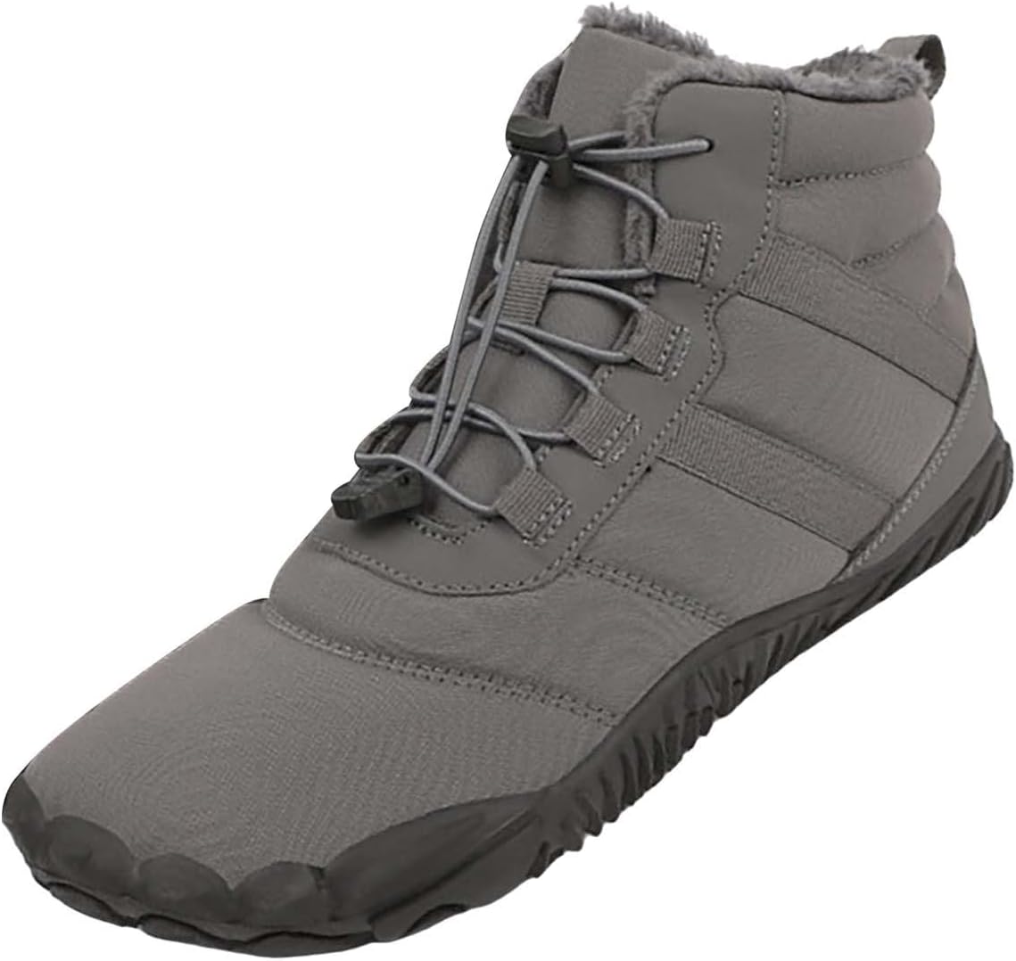 

Зимние ботинки для пеших прогулок для мужчин и женщин, без шнурков, с нулевым перепадом, снегоступы с широкой ноской, кроссовки с пятью пальцами для прогулок на улице Generic, серый