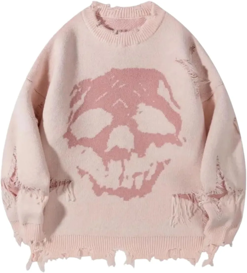 

Свитер с черепом для мужчин Gothic Skeleton Distressed Pullover SUGEBETA