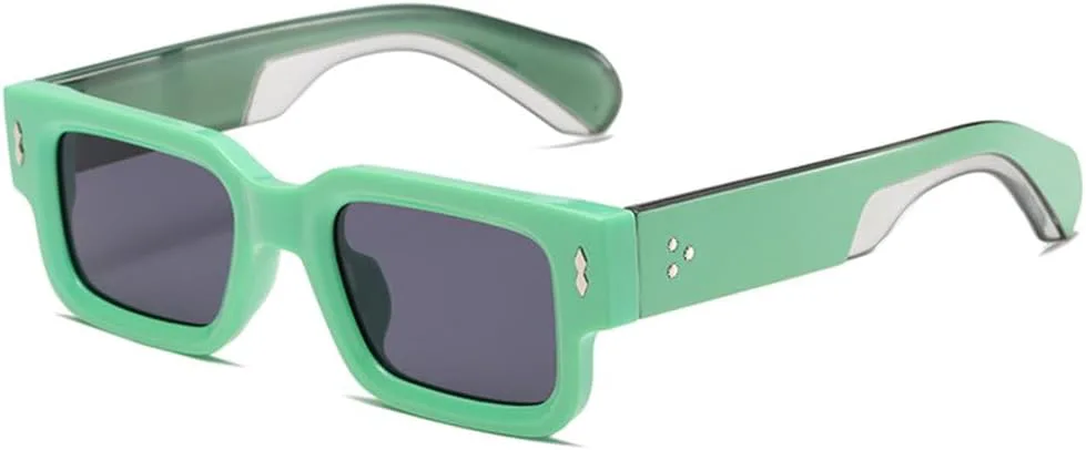 

Винтажные модные маленькие прямоугольные солнцезащитные очки для мужчин с заклепками, квадратные солнцезащитные очки для женщин, черные, женские MTZJH, C3