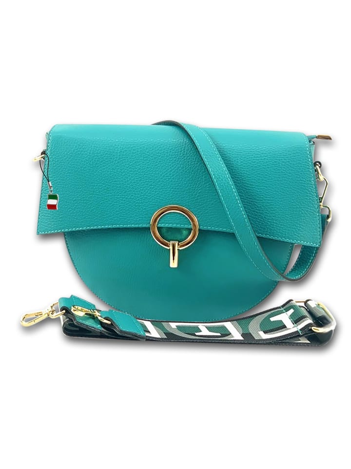 

Кожаная сумка через плечо, городская сумка Florence, бирюзового цвета, около 30 см Florence