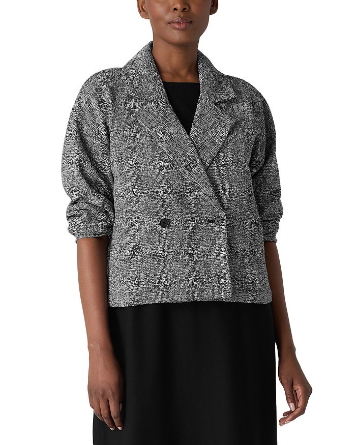

Короткий блейзер с заостренным воротником Eileen Fisher, черный