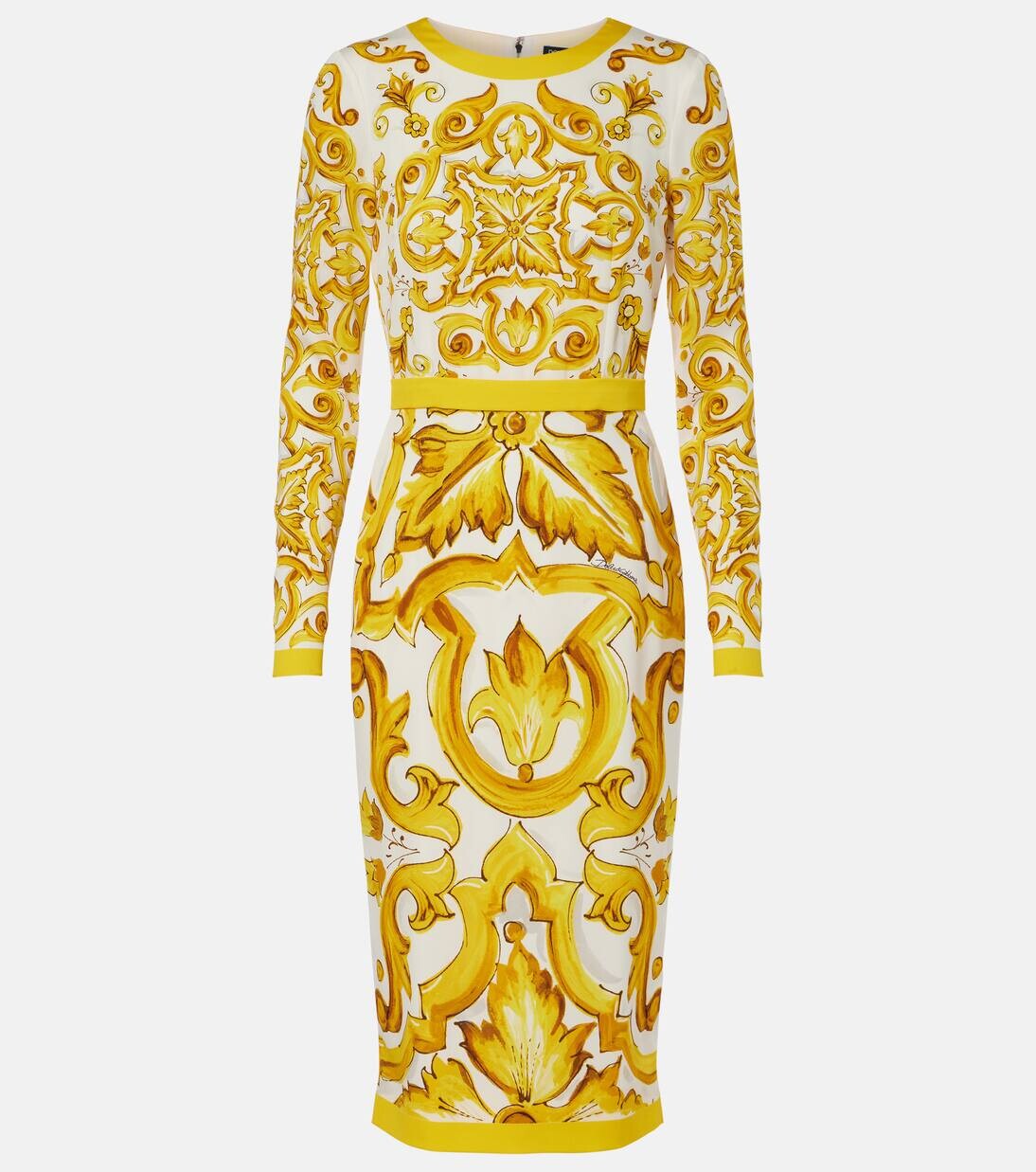 

Платье миди из смеси шелка и майолики с шармезом Dolce&Gabbana, цвет mix maiolica giallo
