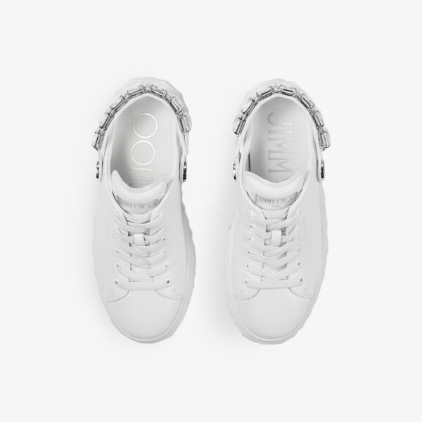Кожаные низкие кеды diamond sling с кристаллами Jimmy Choo, белый — фото 3