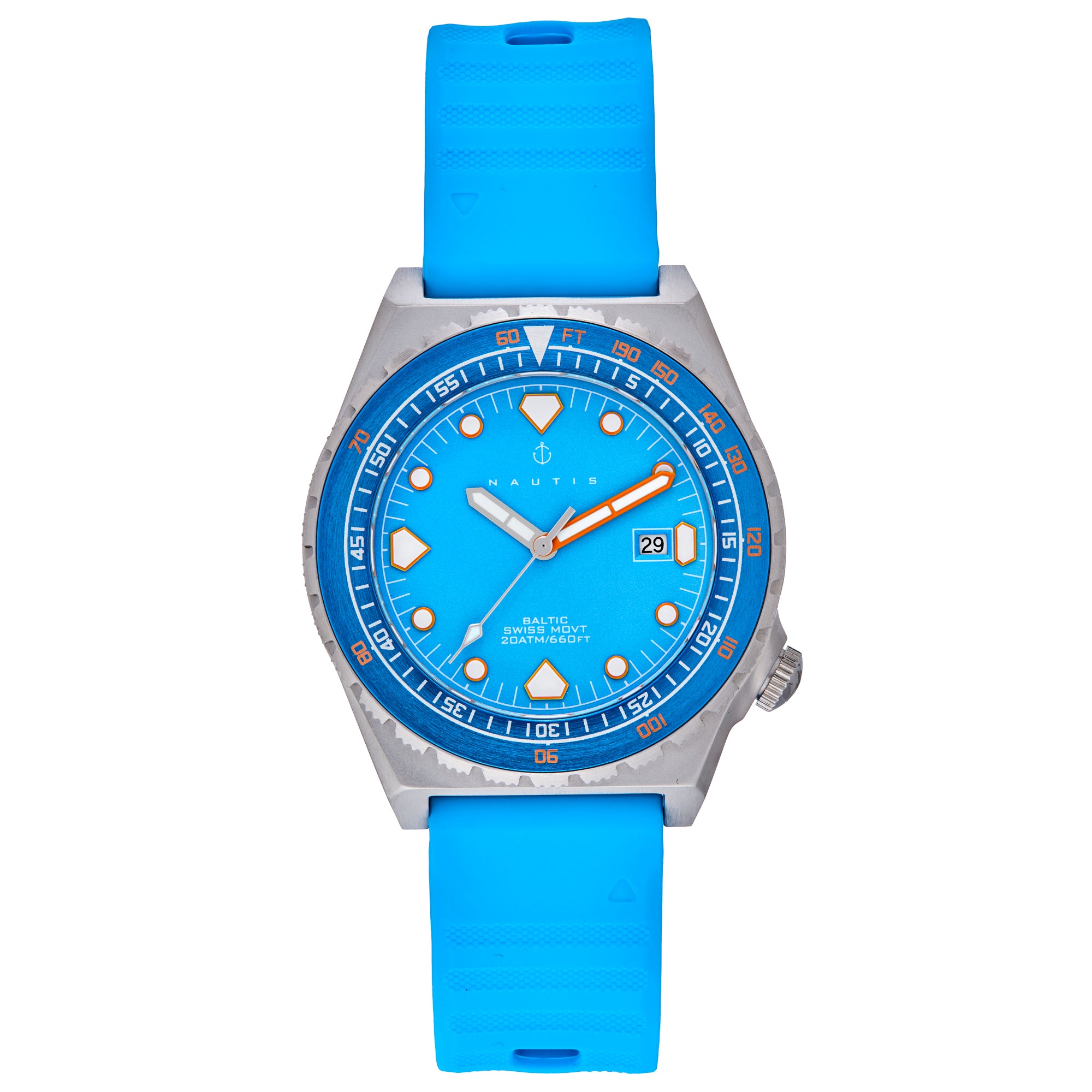 

Часы с ремешком Baltic Strap Watch с датой - синие Nautis